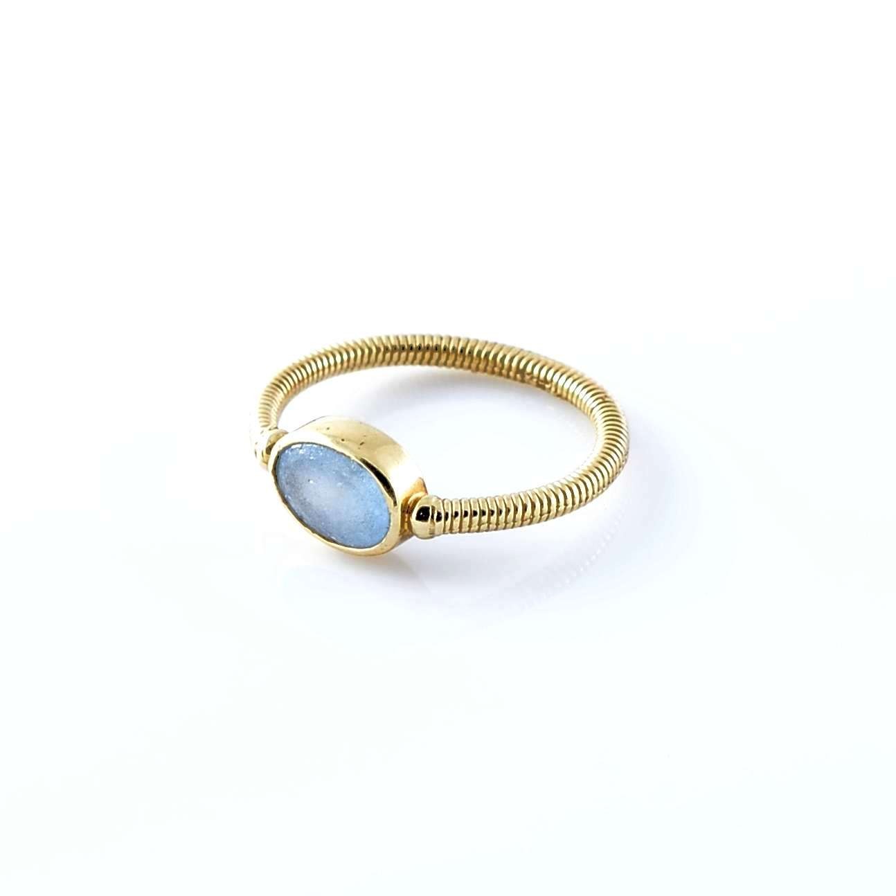 Gold Ring Round Aquamarine