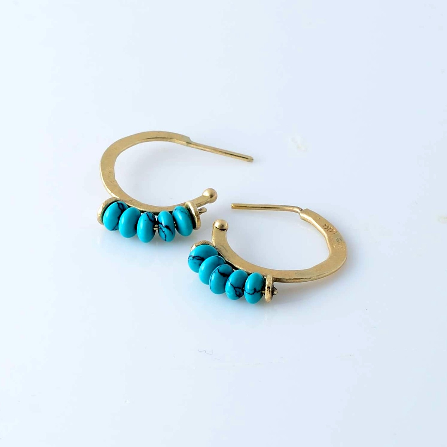 Gold hoop earrings turquoise