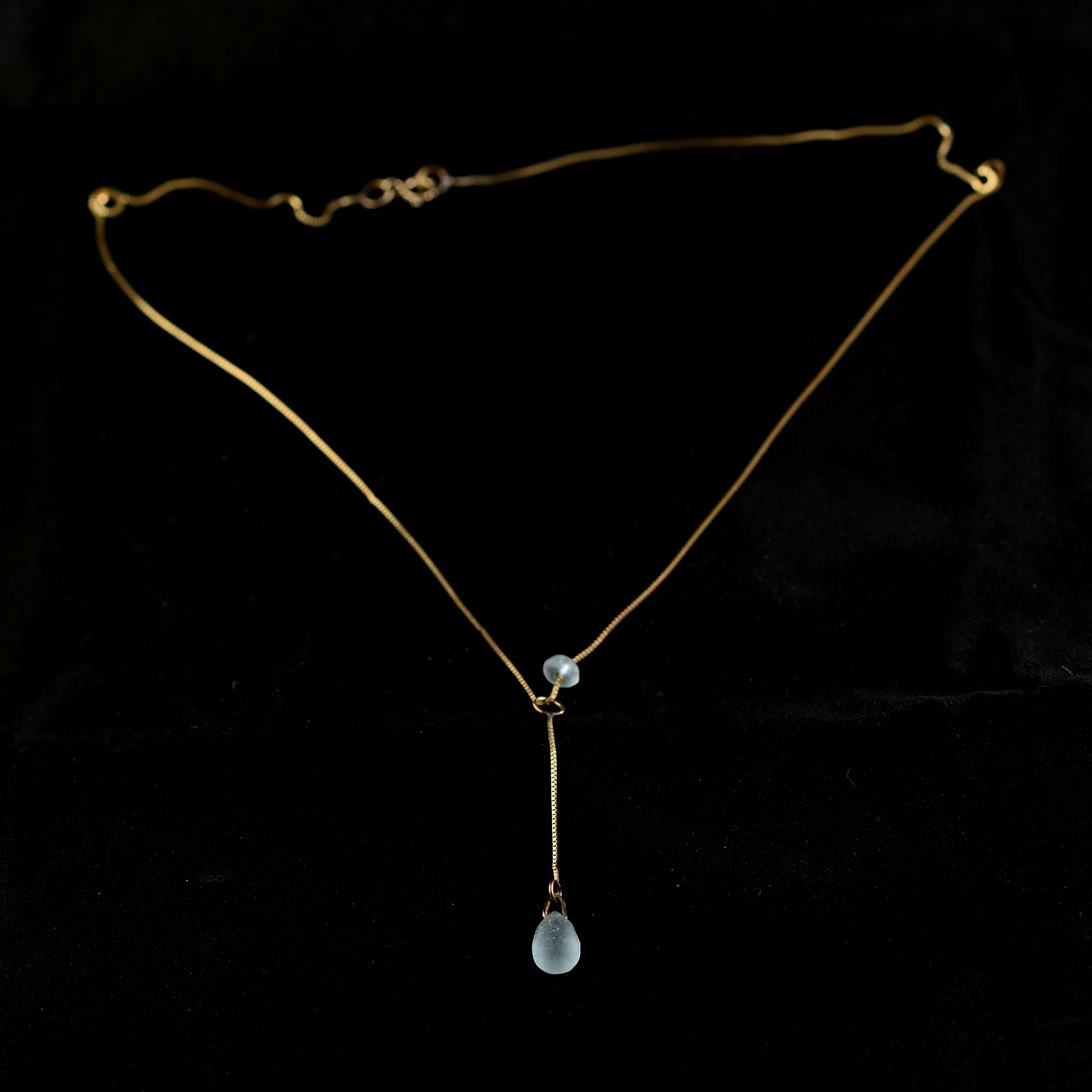 Gold Necklace with Aquamarine